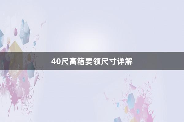 40尺高箱要领尺寸详解