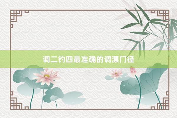 调二钓四最准确的调漂门径